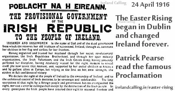 Proclamation of Independence. Image copyright Ireland Calling