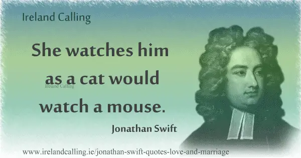Jonathan Swift quote. She watches him as a cat would watch a mouse. Image copyright Ireland Calling