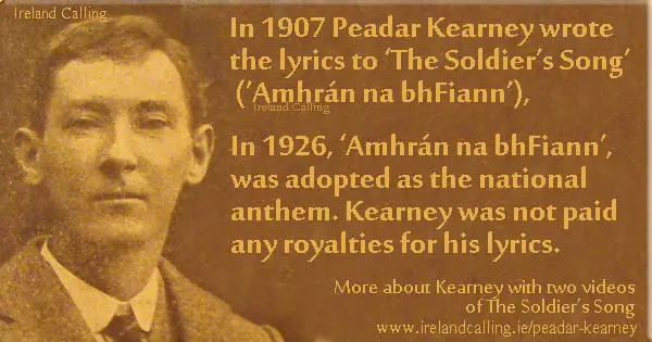 Peadar Kearney wrote Irish National Anthem. Image copyright Ireland Calling