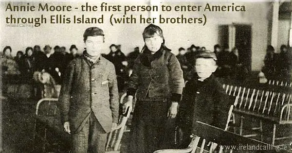 annie-moore-&-brothers-arrive-at--EIlis Island Image copyright  Ireland Calling