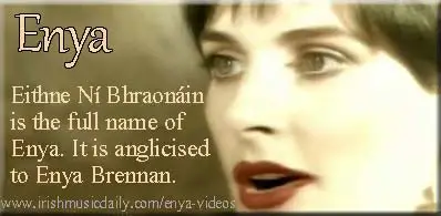 Eithne Ní Bhraonáin is anglicised to Enya Brennan