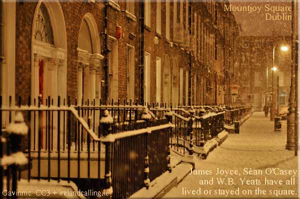 Snowy day in 2002 - Mountjoy Square