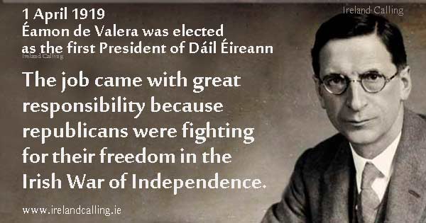 Eamon_de_Valera elected first President of Dáil Éireann Image copyright Ireland Calling