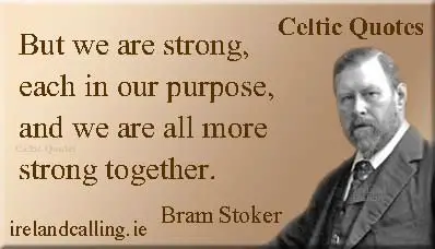 But we are strong, each in our purpose, but we are all more strong together. Bram Stoker quote. Image Copyright Ireland Calling