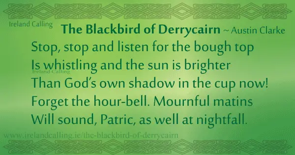 The Blackbird of Derrycairn- Austin Clarke image copyright Ireland Calling